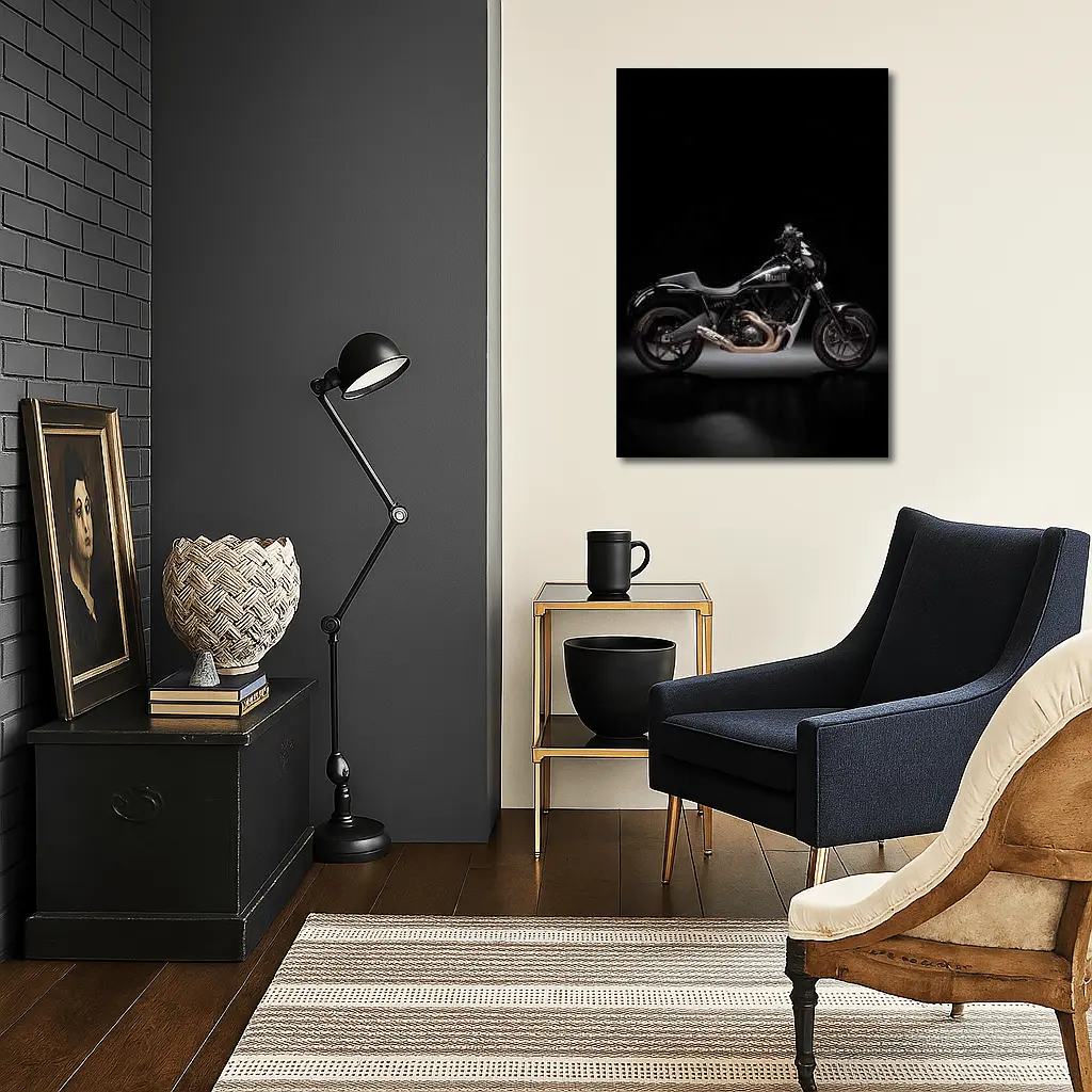 Buell Motorcycle Black Studio Dark Background – Wall Art