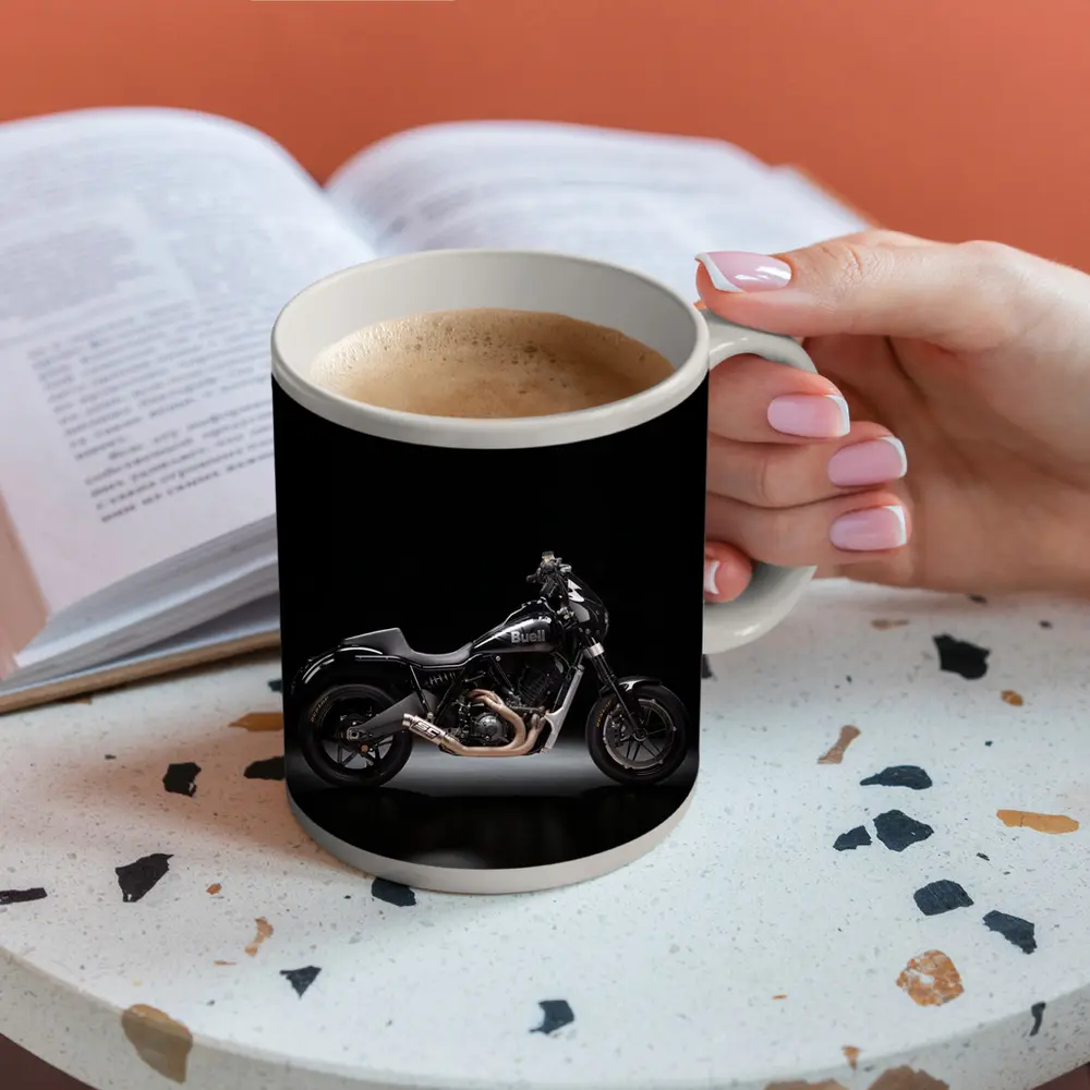 Buell Motorcycle Black Studio Dark Background – Mugs