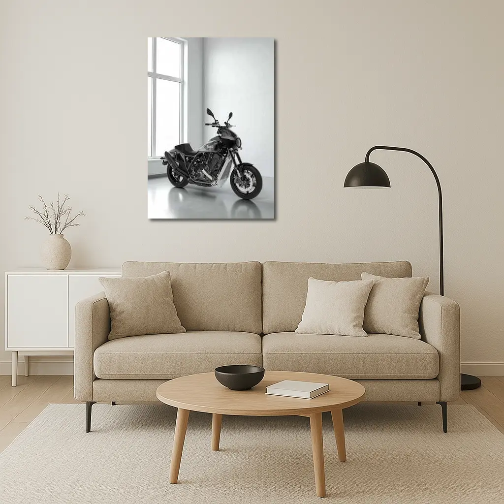 Buell Motorcycle Parked In White Studio – Wall Art