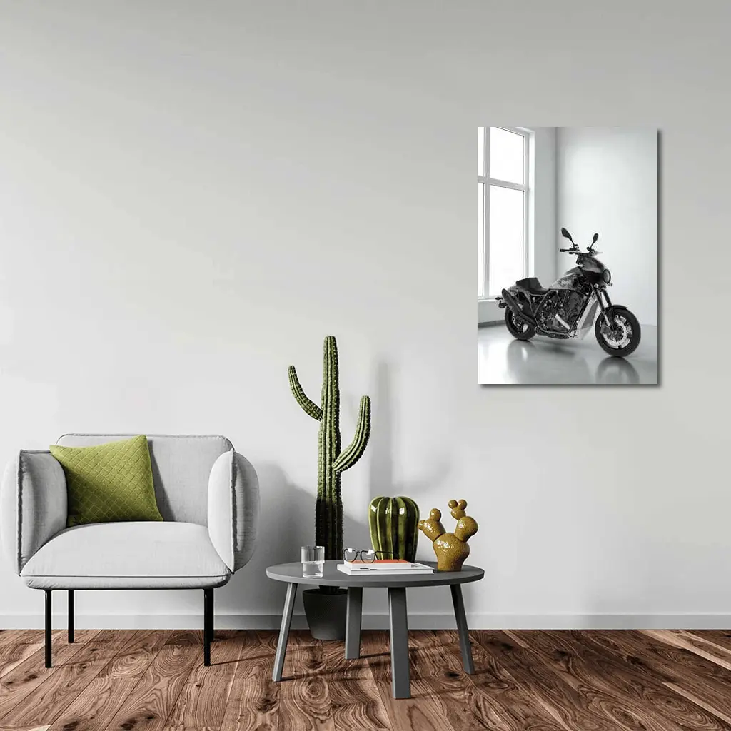 Buell Motorcycle Parked In White Studio – Wall Art