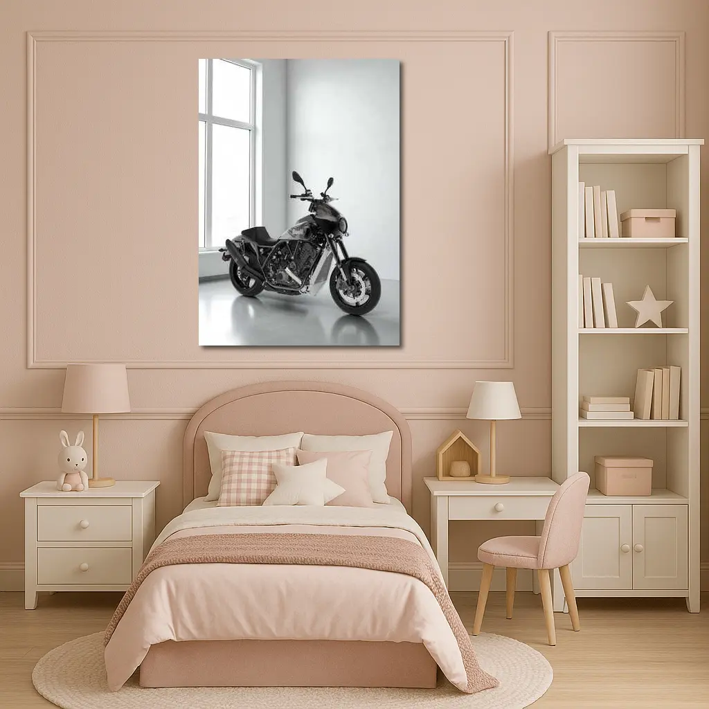 Buell Motorcycle Parked In White Studio – Wall Art