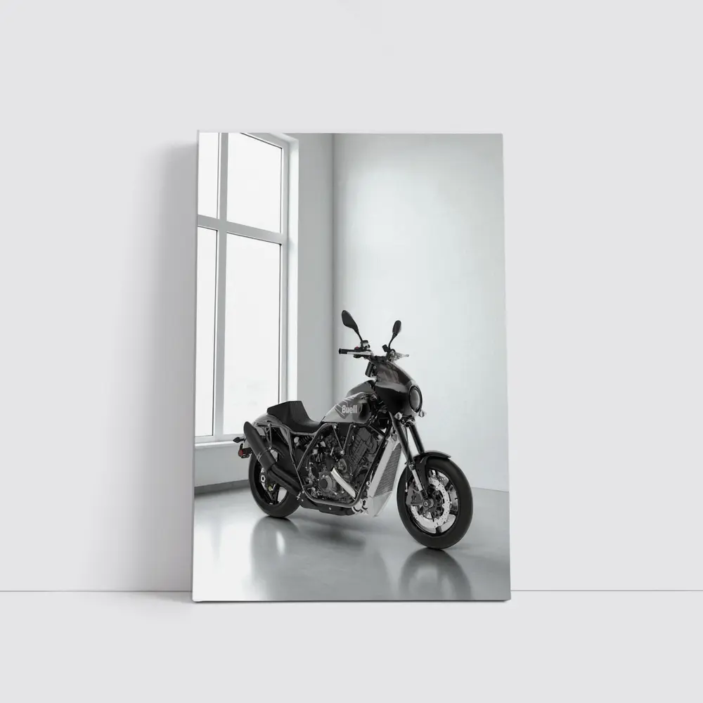 Buell Motorcycle Parked In White Studio – Wall Art