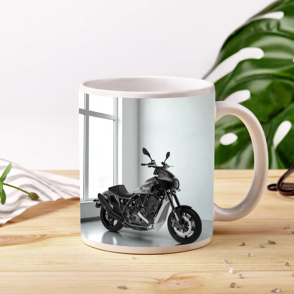 Buell Motorcycle Parked In White Studio – Mugs