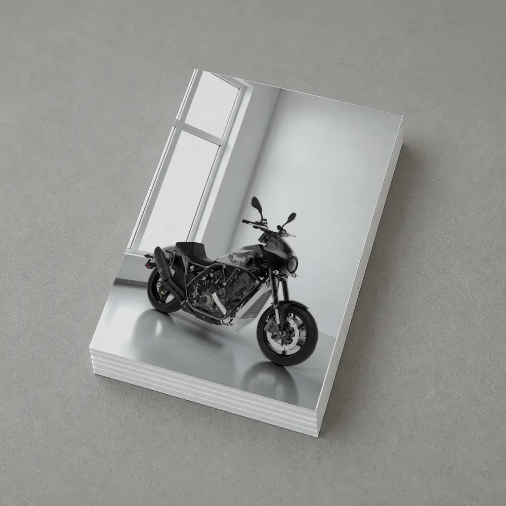 Buell Motorcycle Parked In White Studio – Postcards