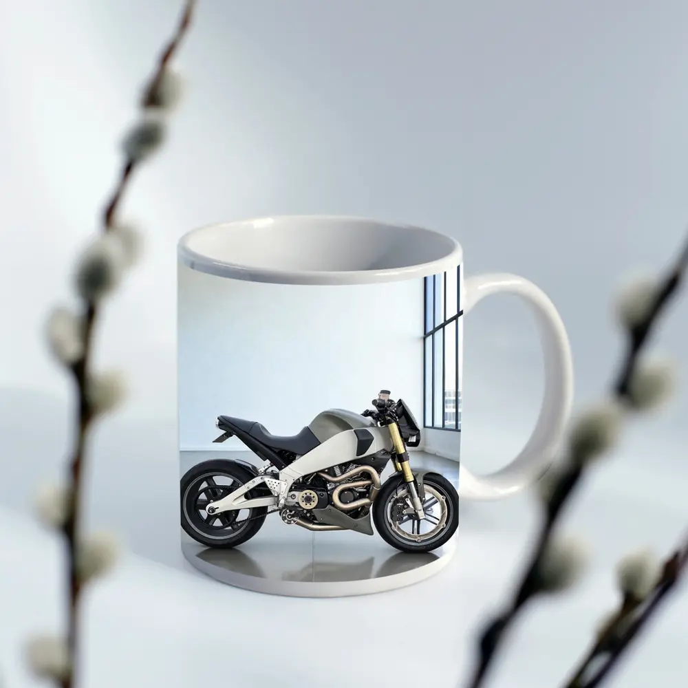 Modern Naked Streetfighter Motorcycle Studio White – Mugs
