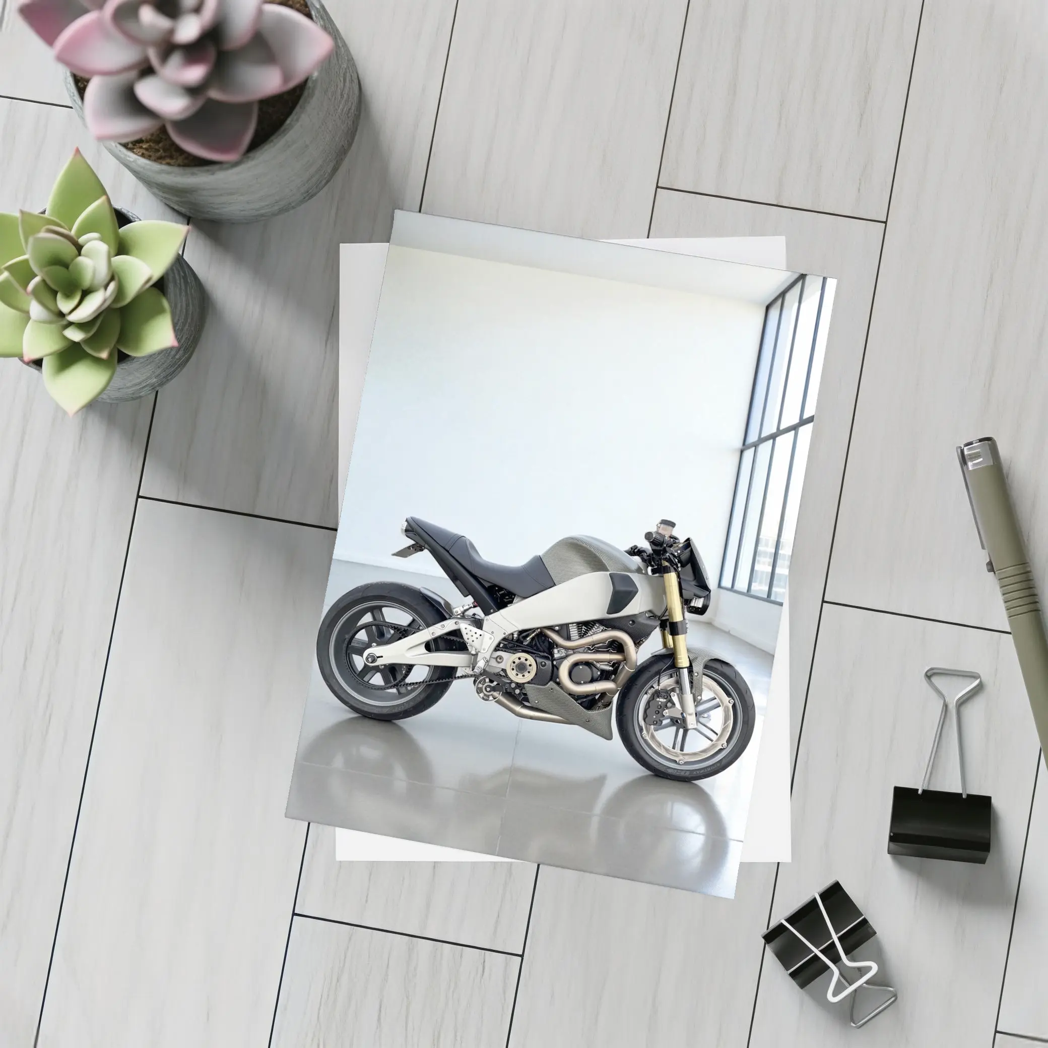 Modern Naked Streetfighter Motorcycle Studio White – Postcards
