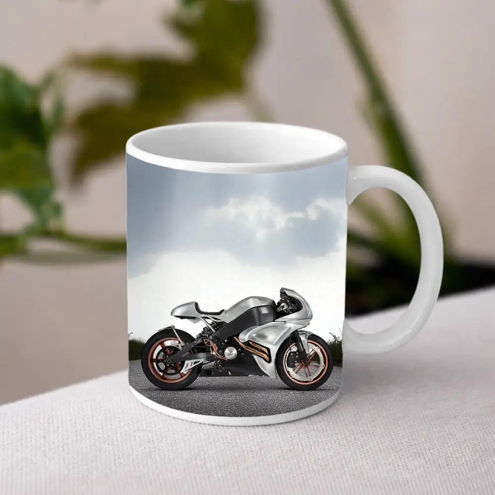 Silver Sport Bike Concept Dramatic Sky – Mugs