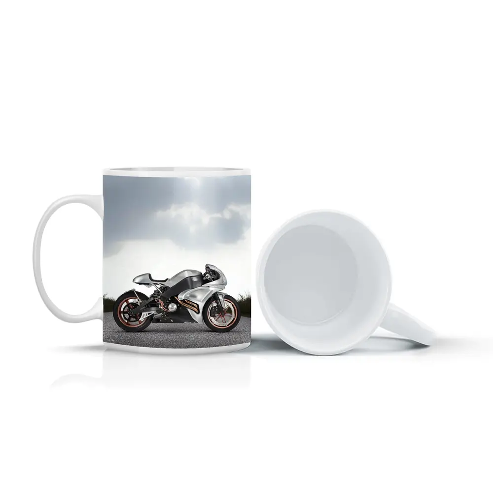 Silver Sport Bike Concept Dramatic Sky – Mugs