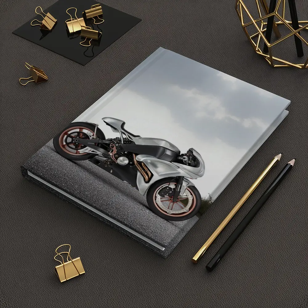 Silver Sport Bike Concept Dramatic Sky – Notebooks