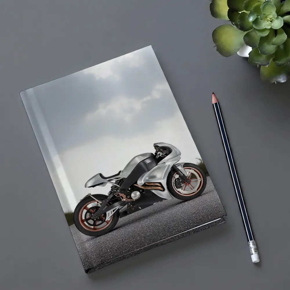 Silver Sport Bike Concept Dramatic Sky – Notebooks