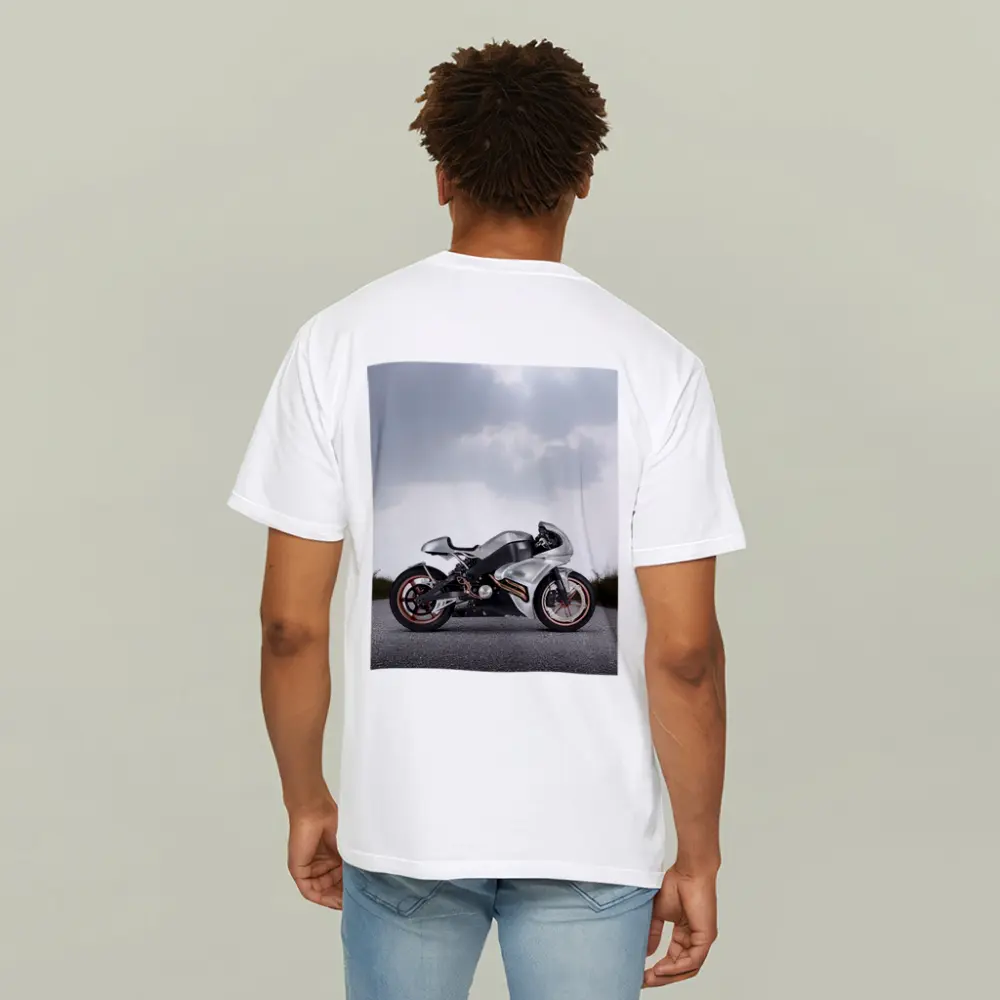 Silver Sport Bike Concept Dramatic Sky – T-Shirts