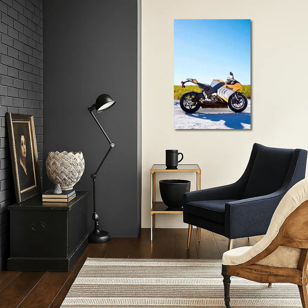 Buell Sport Bike Parked Sunny Open Field – Wall Art