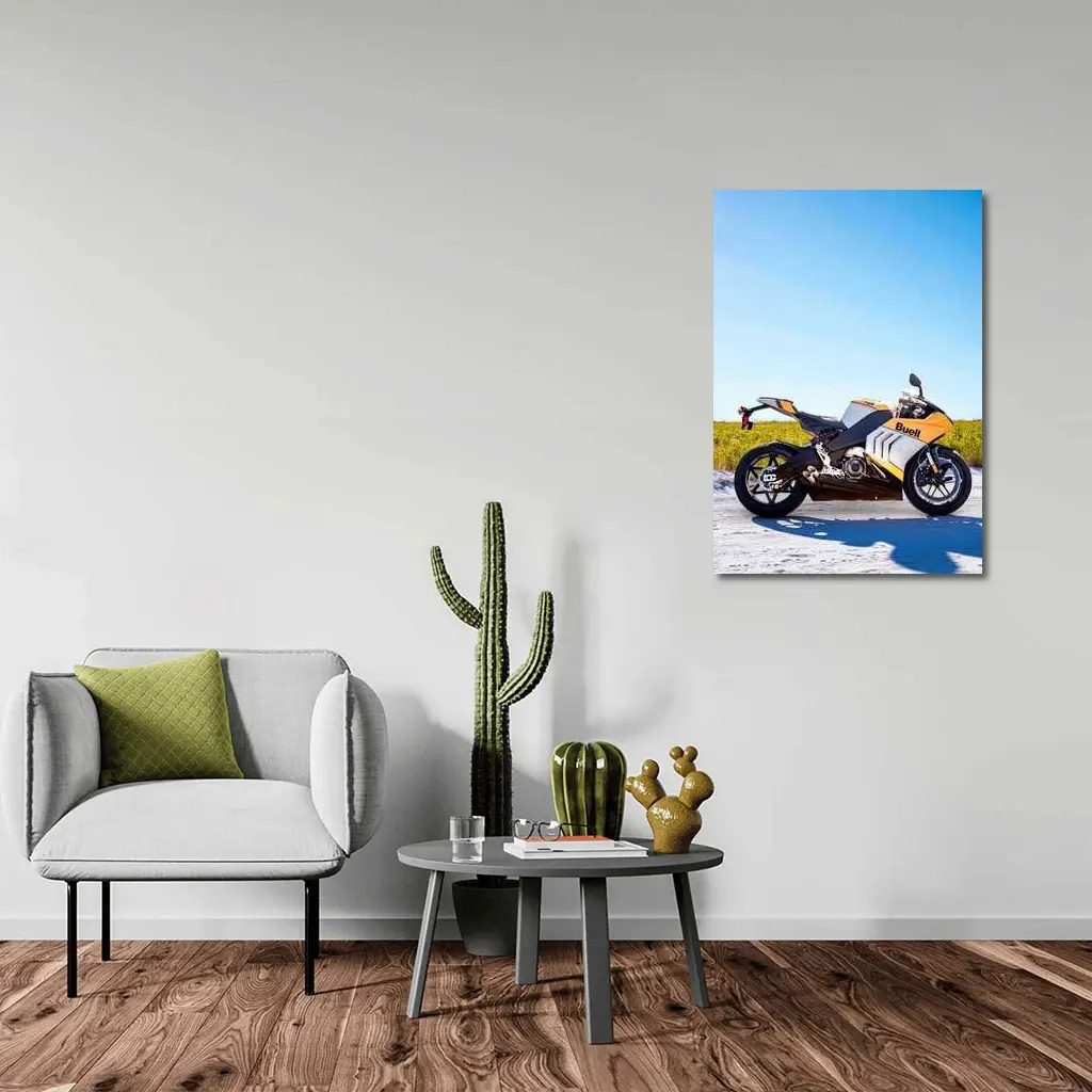 Buell Sport Bike Parked Sunny Open Field – Wall Art