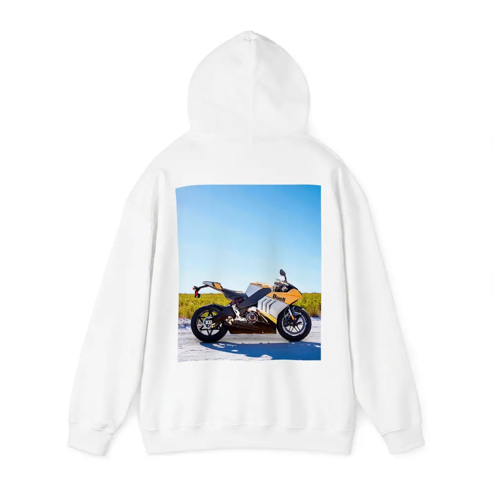 Buell Sport Bike Parked Sunny Open Field – Hoodies