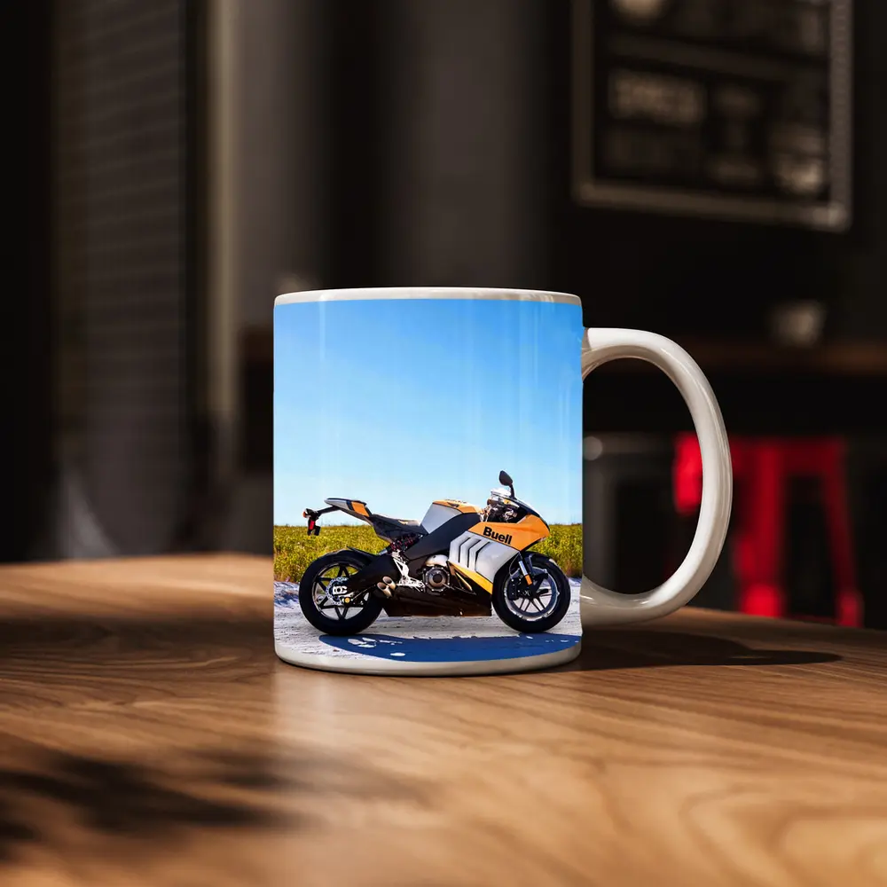 Buell Sport Bike Parked Sunny Open Field – Mugs