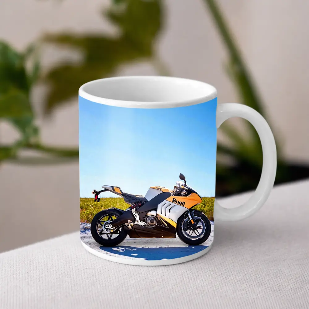 Buell Sport Bike Parked Sunny Open Field – Mugs