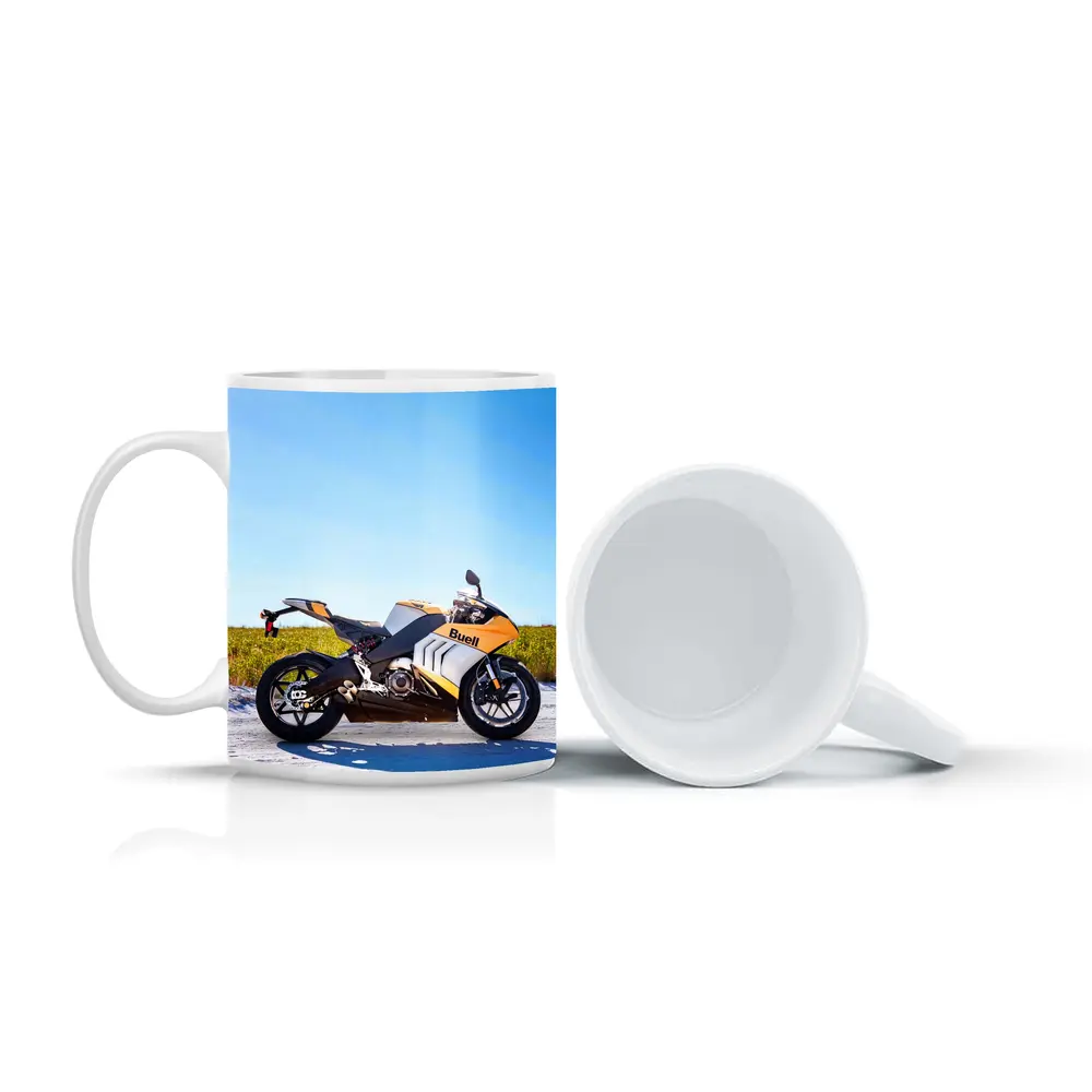 Buell Sport Bike Parked Sunny Open Field – Mugs