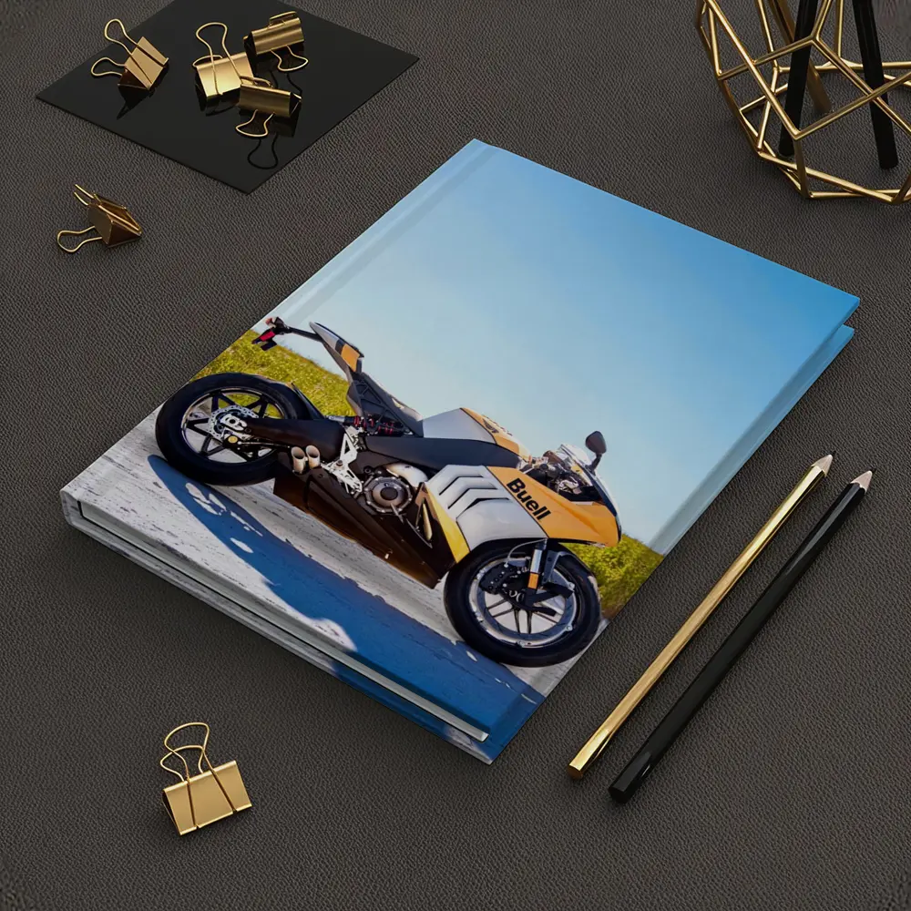 Buell Sport Bike Parked Sunny Open Field – Notebooks