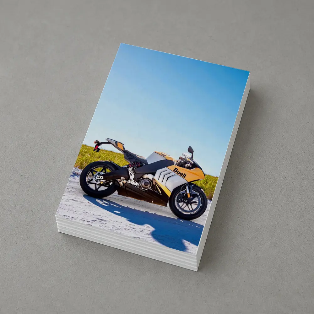 Buell Sport Bike Parked Sunny Open Field – Postcards