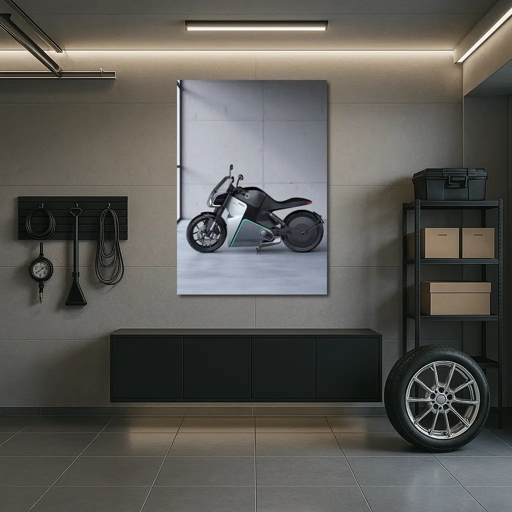 Fuell Electric Motorcycle Concrete Studio Setting – Wall Art