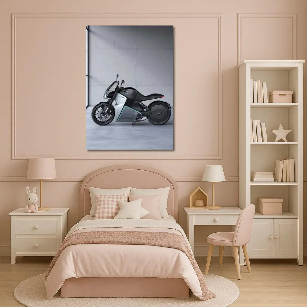 Fuell Electric Motorcycle Concrete Studio Setting – Wall Art
