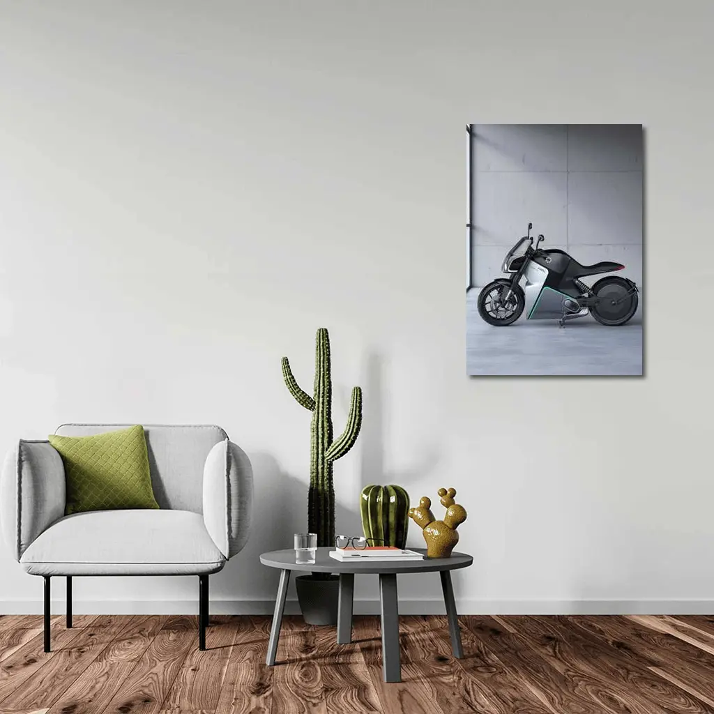 Fuell Electric Motorcycle Concrete Studio Setting – Wall Art