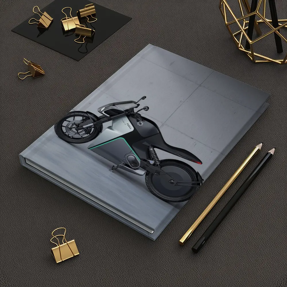 Fuell Electric Motorcycle Concrete Studio Setting – Notebooks