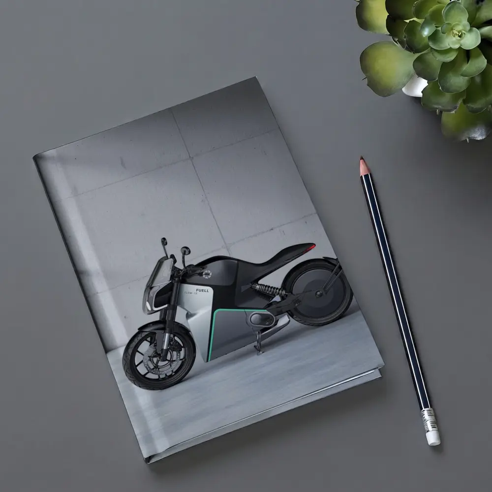 Fuell Electric Motorcycle Concrete Studio Setting – Notebooks