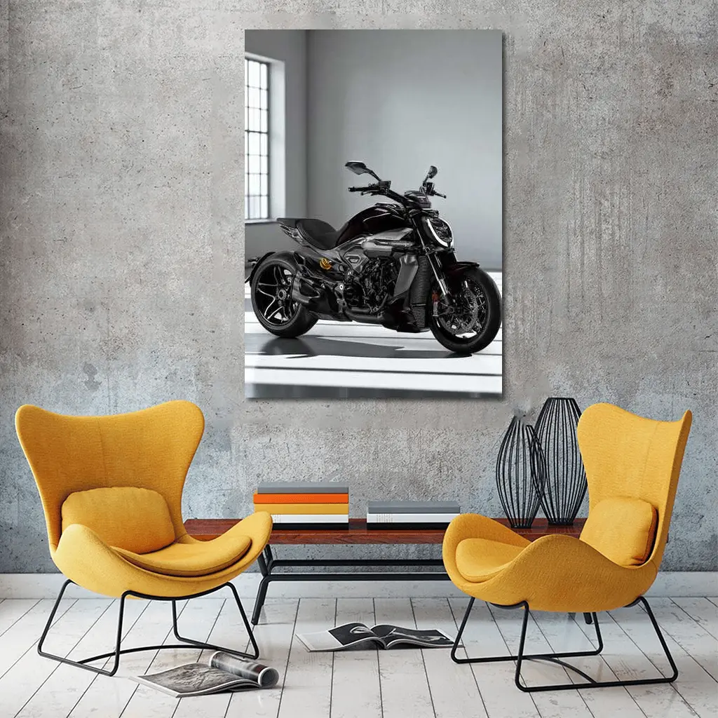 Ducati Diavel Motorcycle Dark Studio Setting – Wall Art