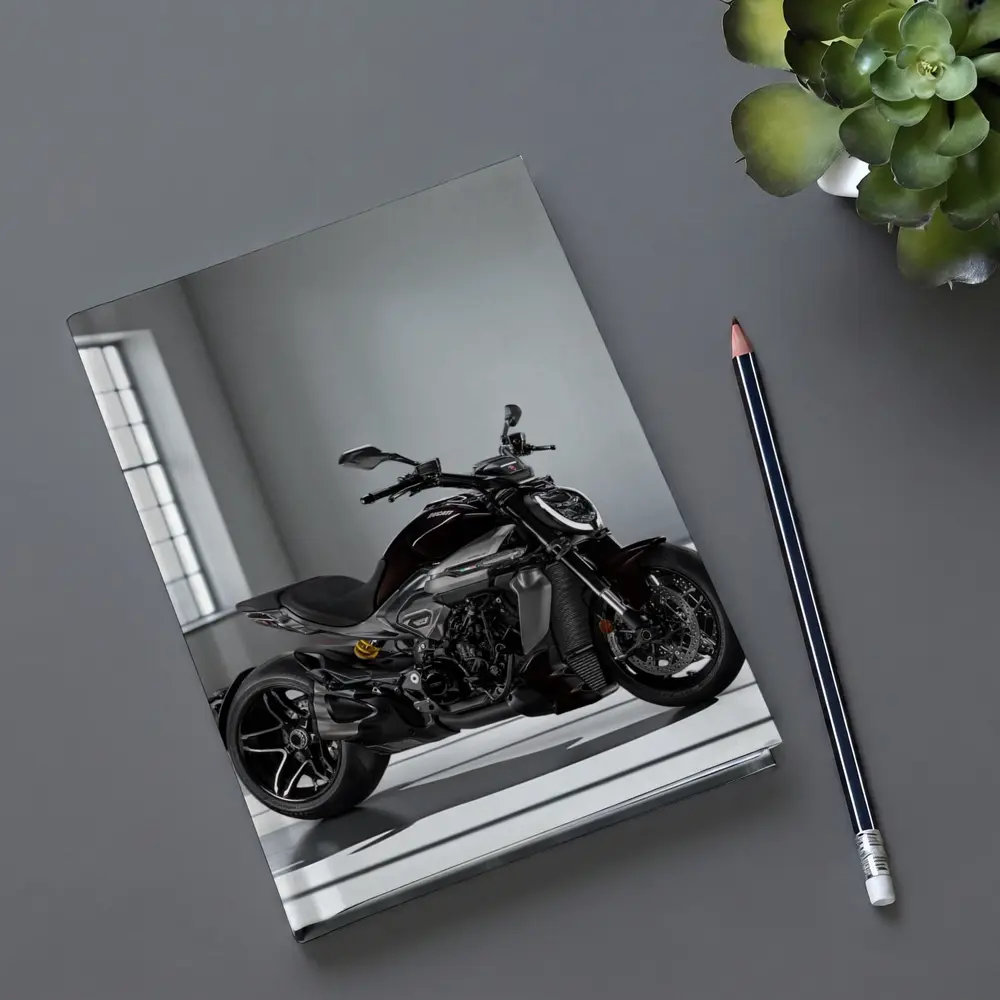 Ducati Diavel Motorcycle Dark Studio Setting – Notebooks