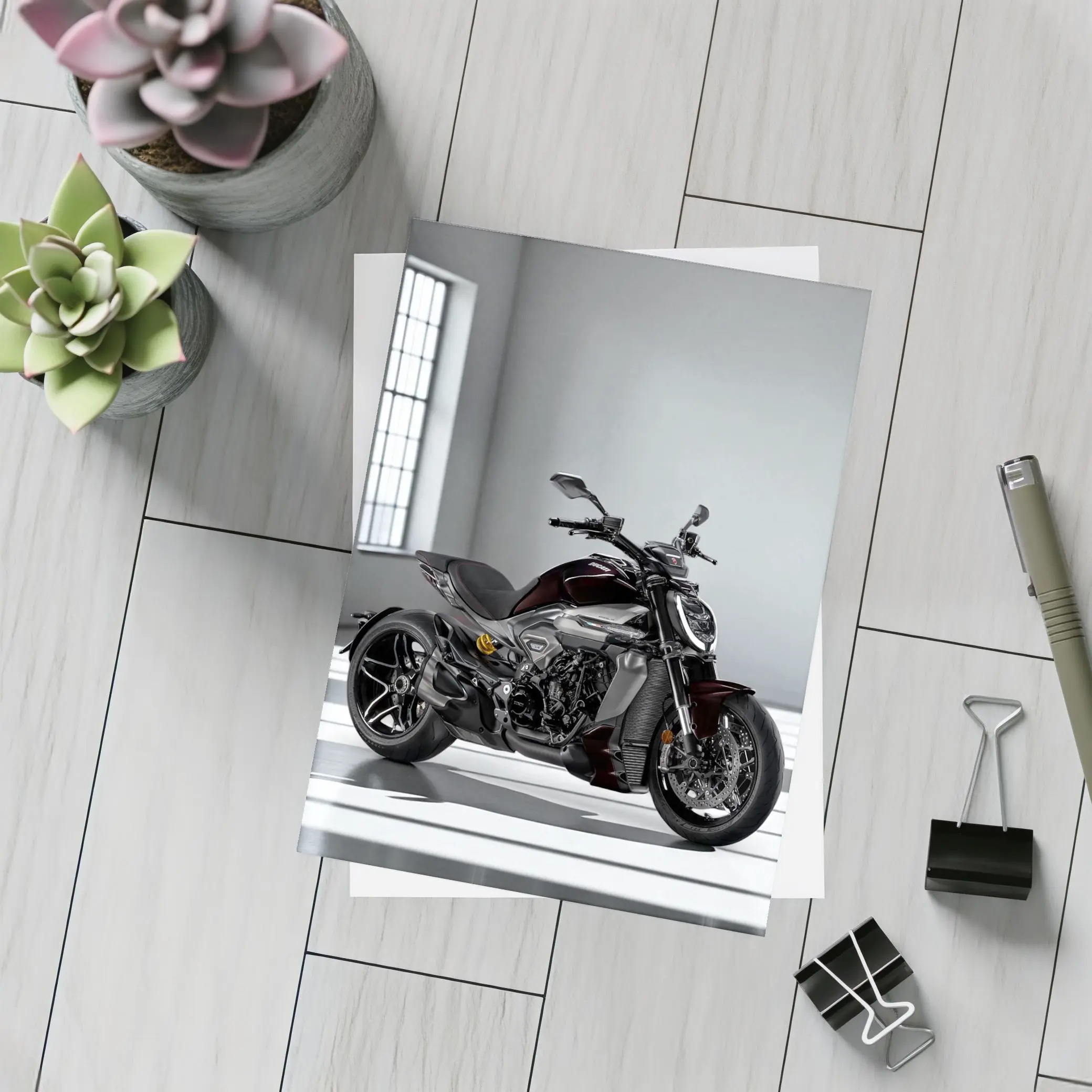 Ducati Diavel Motorcycle Dark Studio Setting – Postcards