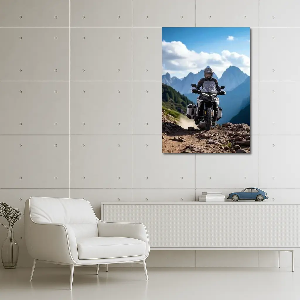Adventure Motorcycle Rider Rocky Mountain Trail – Wall Art