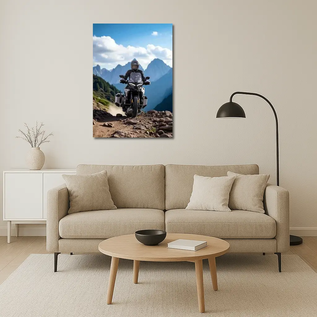 Adventure Motorcycle Rider Rocky Mountain Trail – Wall Art