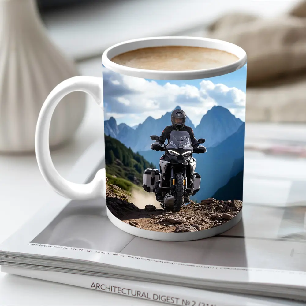 Adventure Motorcycle Rider Rocky Mountain Trail – Mugs