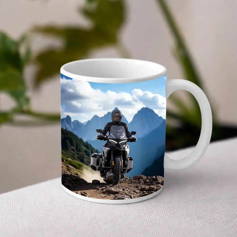 Adventure Motorcycle Rider Rocky Mountain Trail – Mugs
