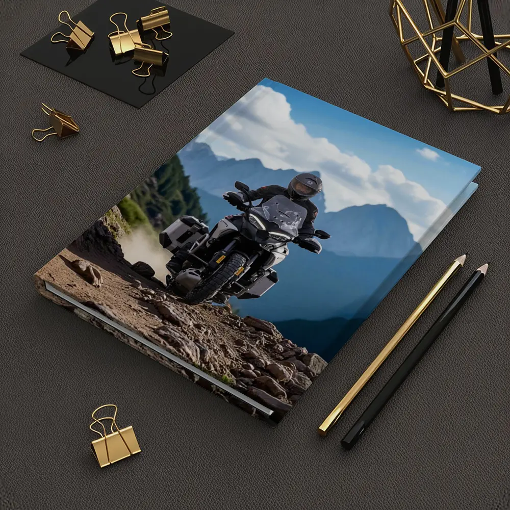 Adventure Motorcycle Rider Rocky Mountain Trail – Notebooks
