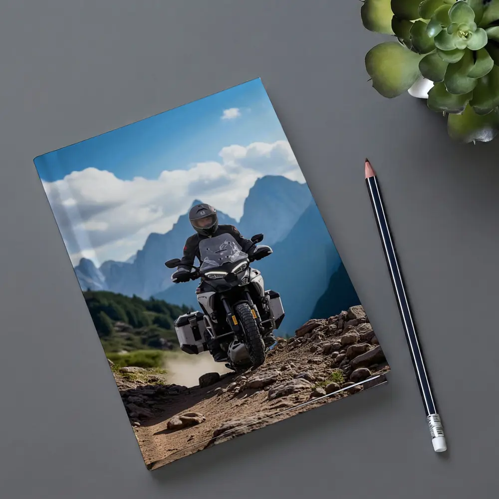 Adventure Motorcycle Rider Rocky Mountain Trail – Notebooks