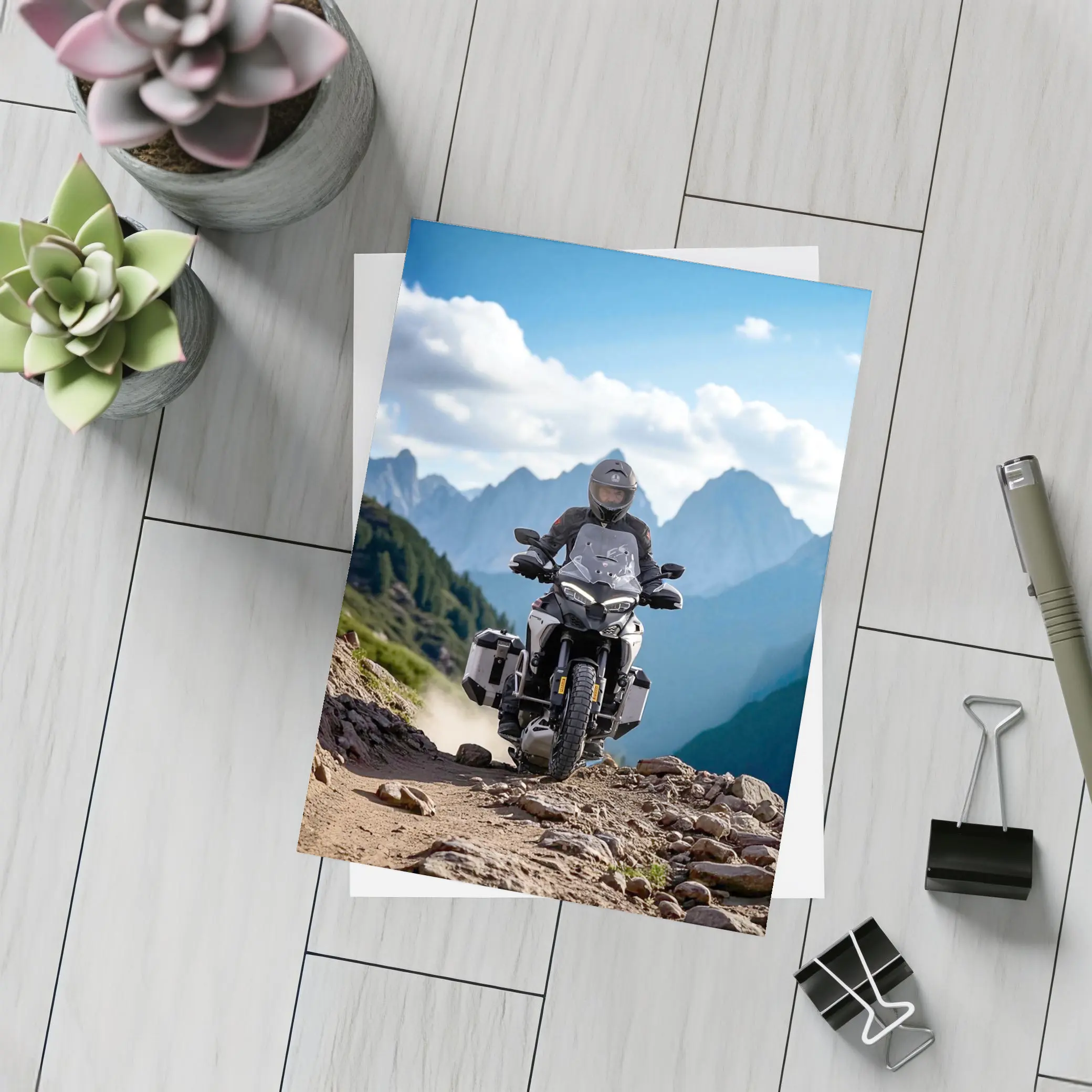 Adventure Motorcycle Rider Rocky Mountain Trail – Postcards