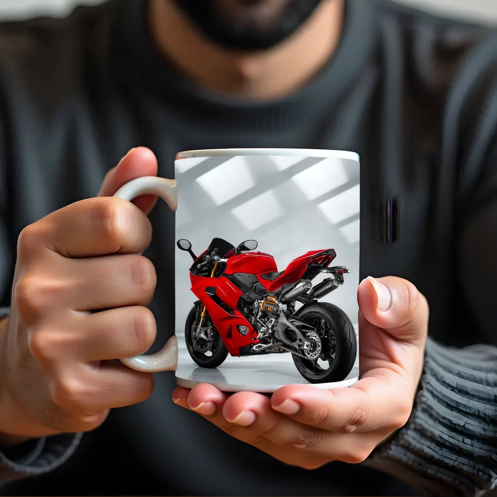 Red Ducati Panigale Superbike Studio Shot – Mugs