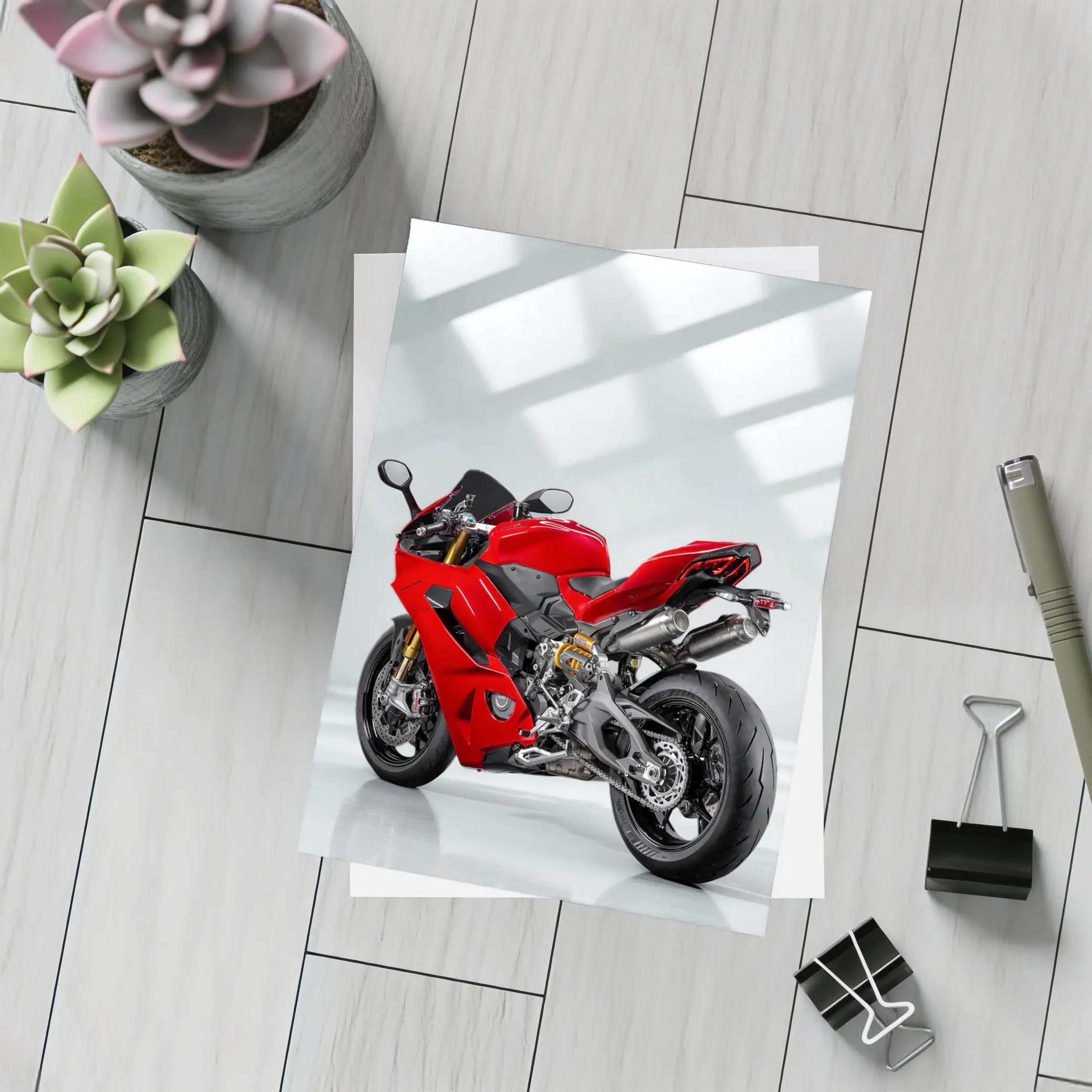 Red Ducati Panigale Superbike Studio Shot – Postcards