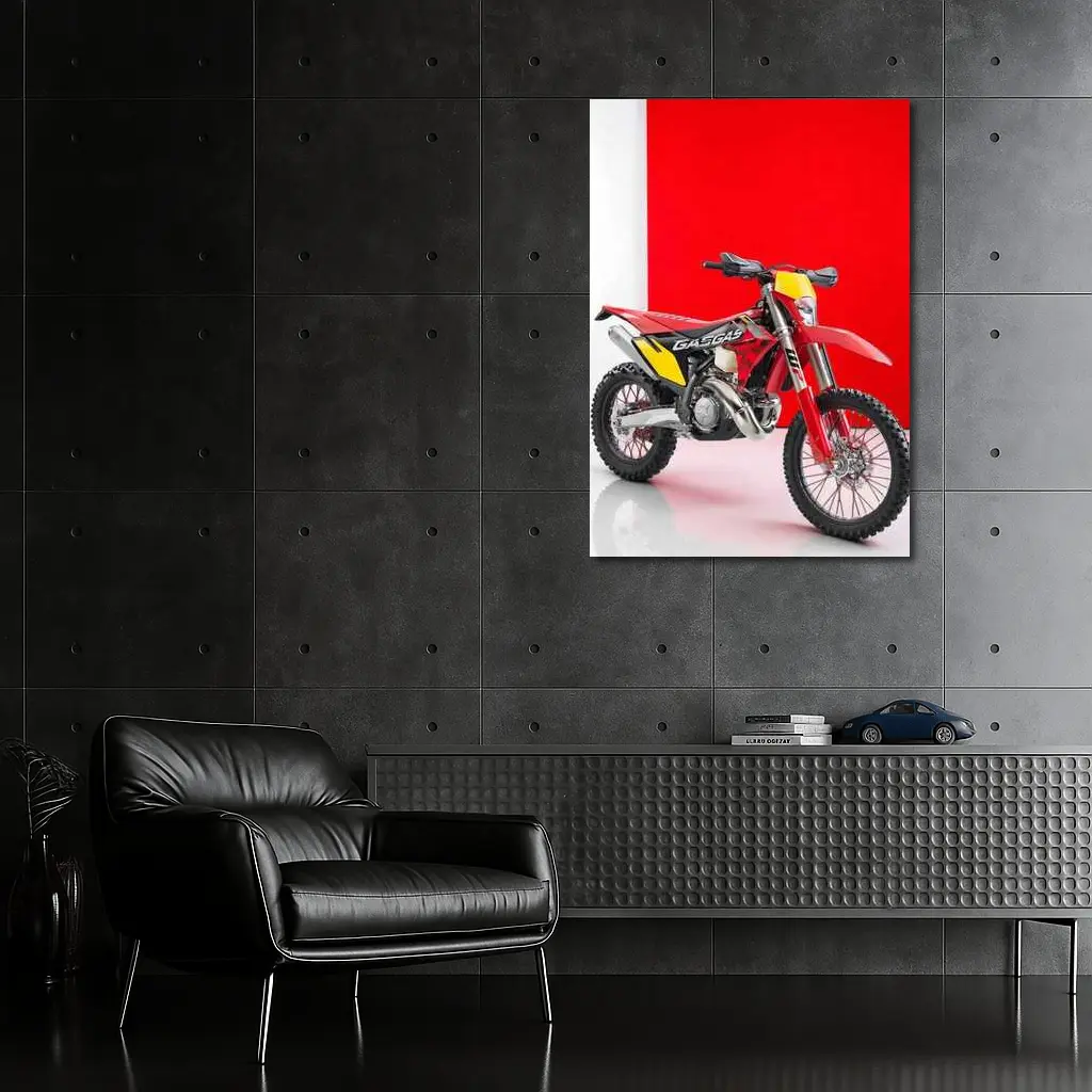 GASGAS Red Dirt Bike Against Red Background – Wall Art