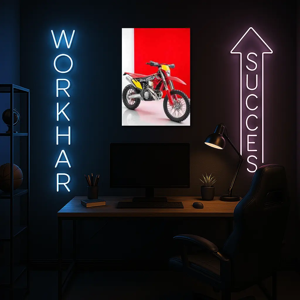 GASGAS Red Dirt Bike Against Red Background – Wall Art
