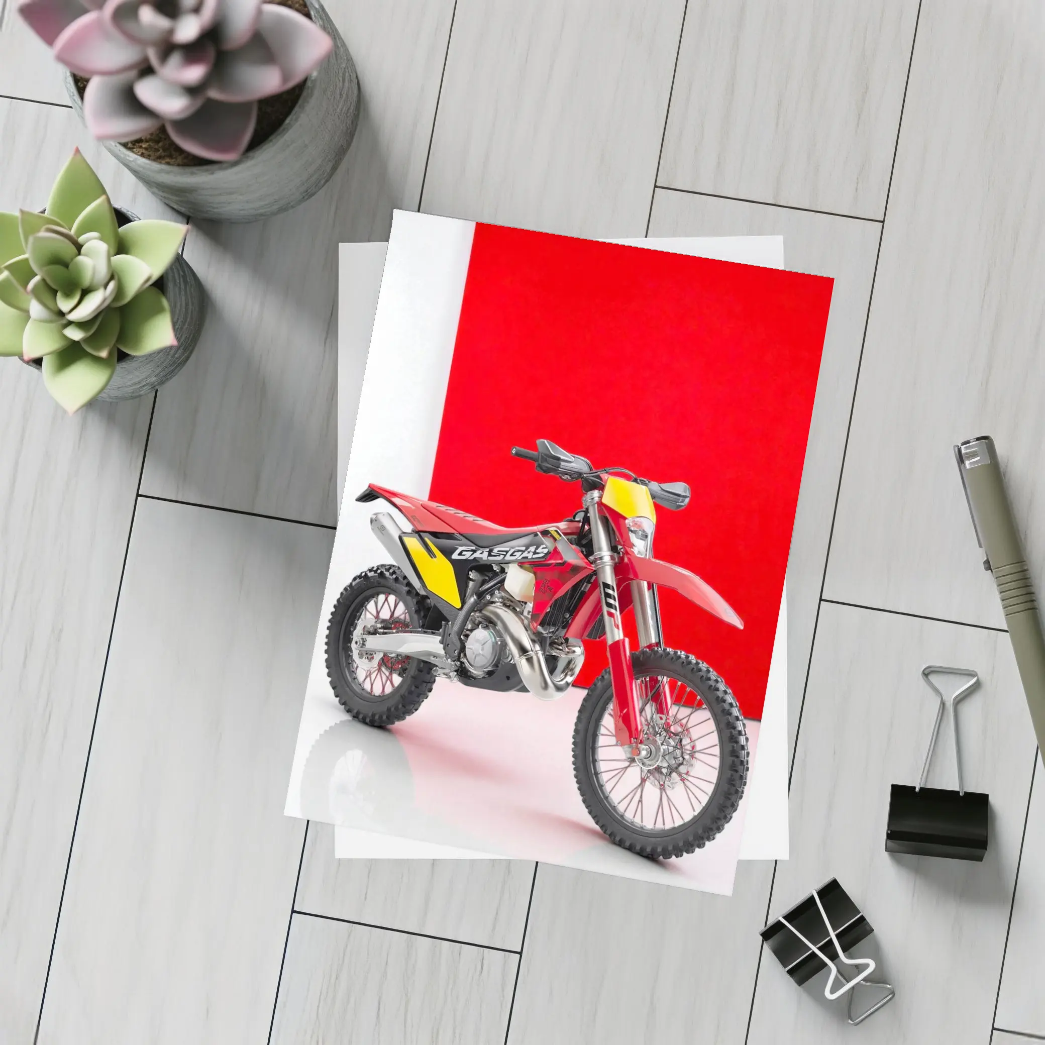 GASGAS Red Dirt Bike Against Red Background – Postcards