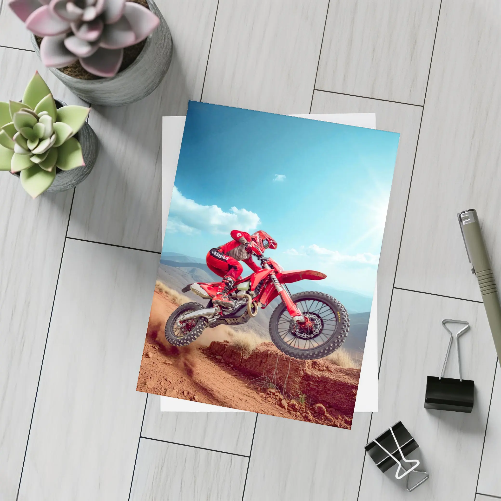 GASGAS Rider Jumping Red Desert Hills – Postcards