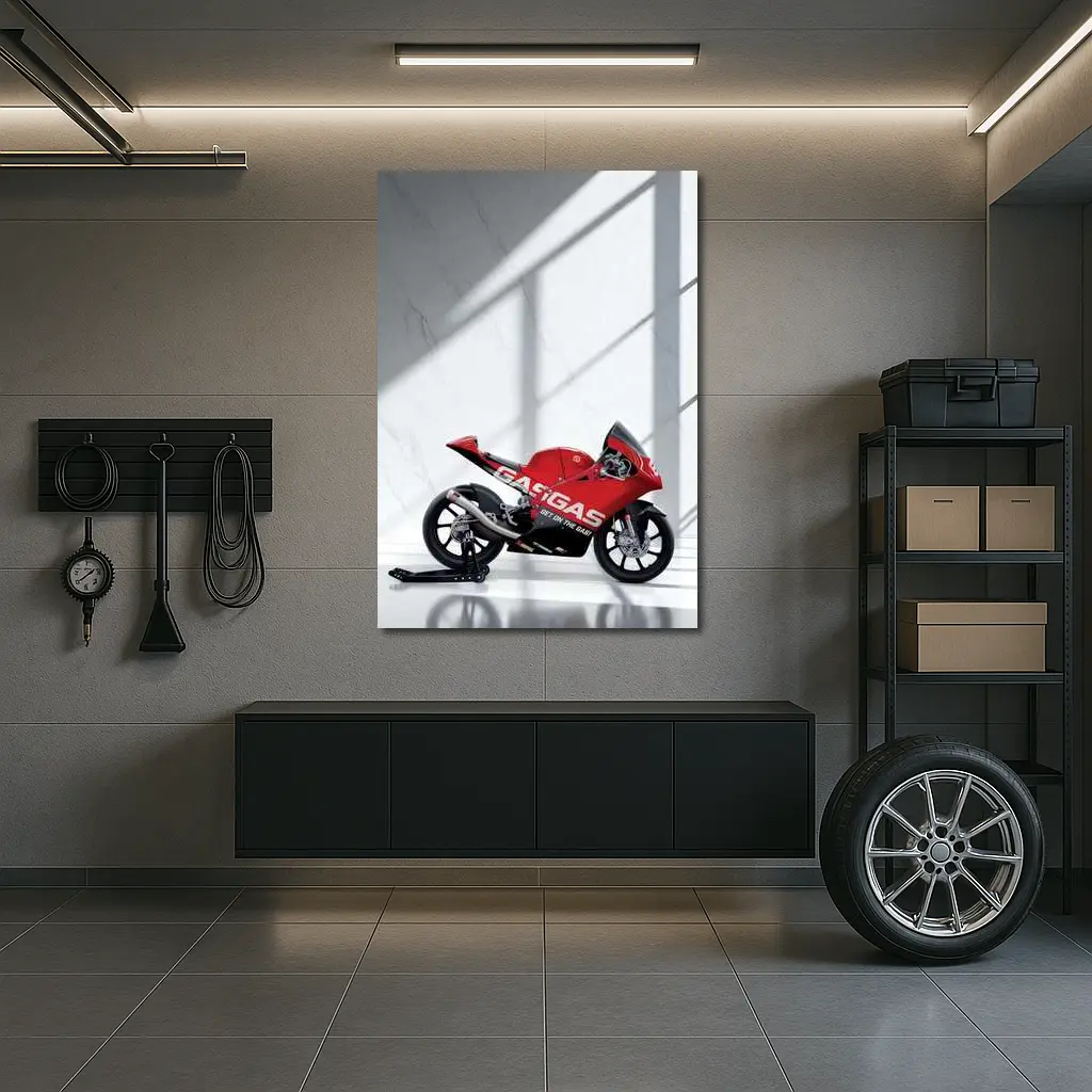 GasGas Red Race Motorcycle White Studio – Wall Art