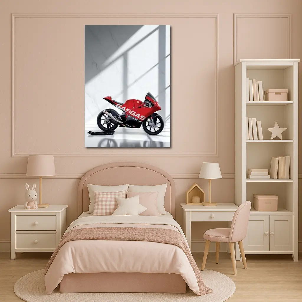 GasGas Red Race Motorcycle White Studio – Wall Art