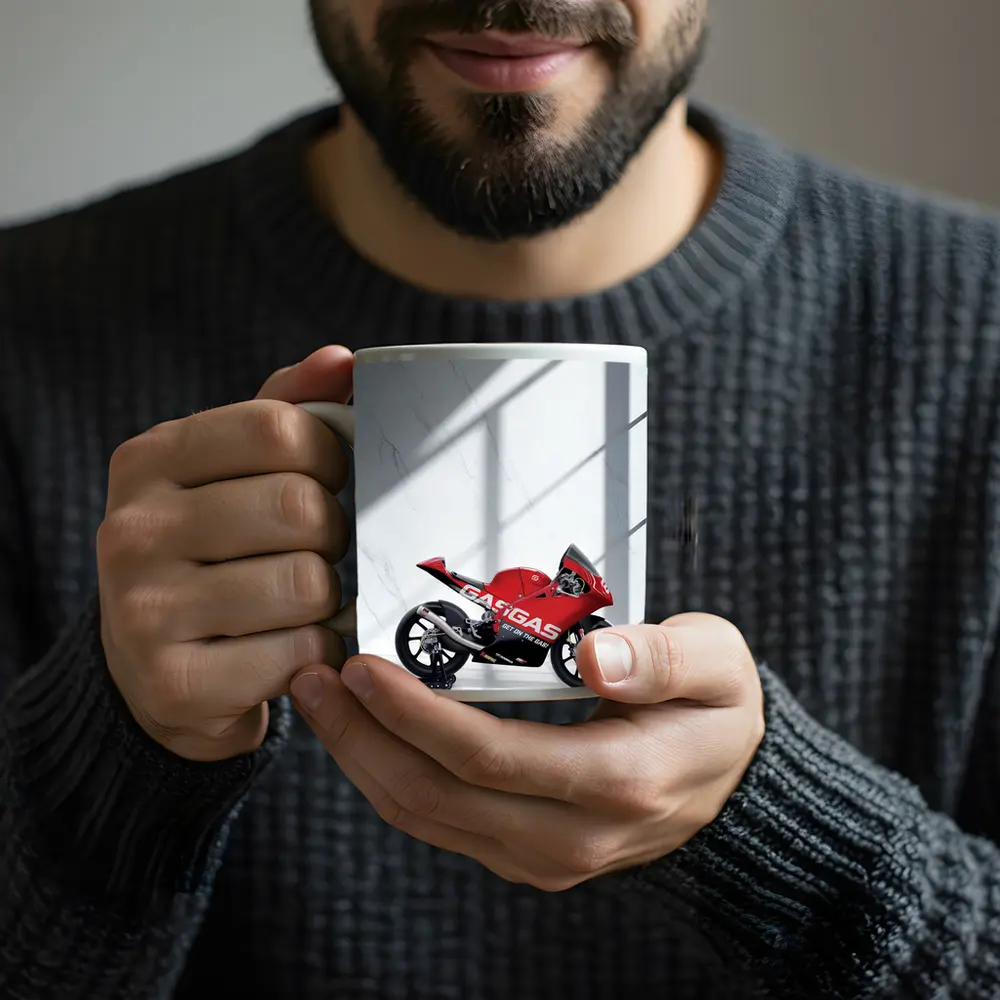 GasGas Red Race Motorcycle White Studio – Mugs