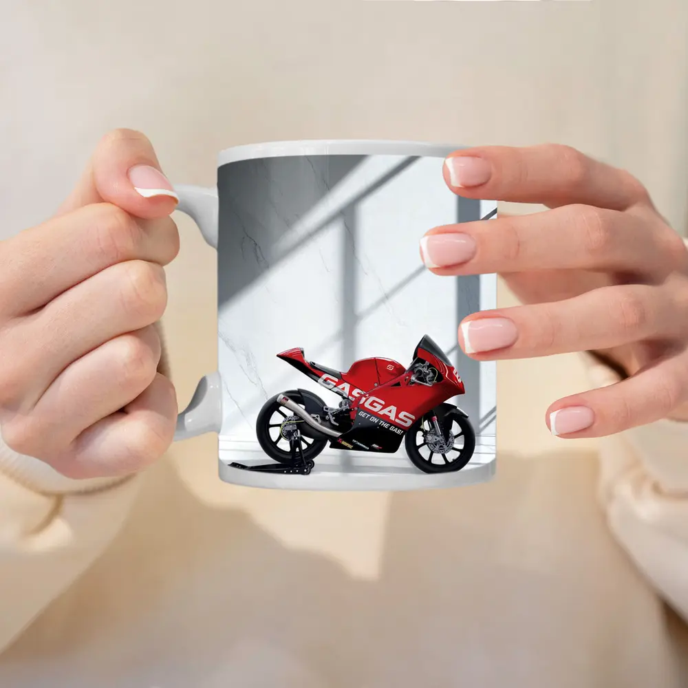 GasGas Red Race Motorcycle White Studio – Mugs