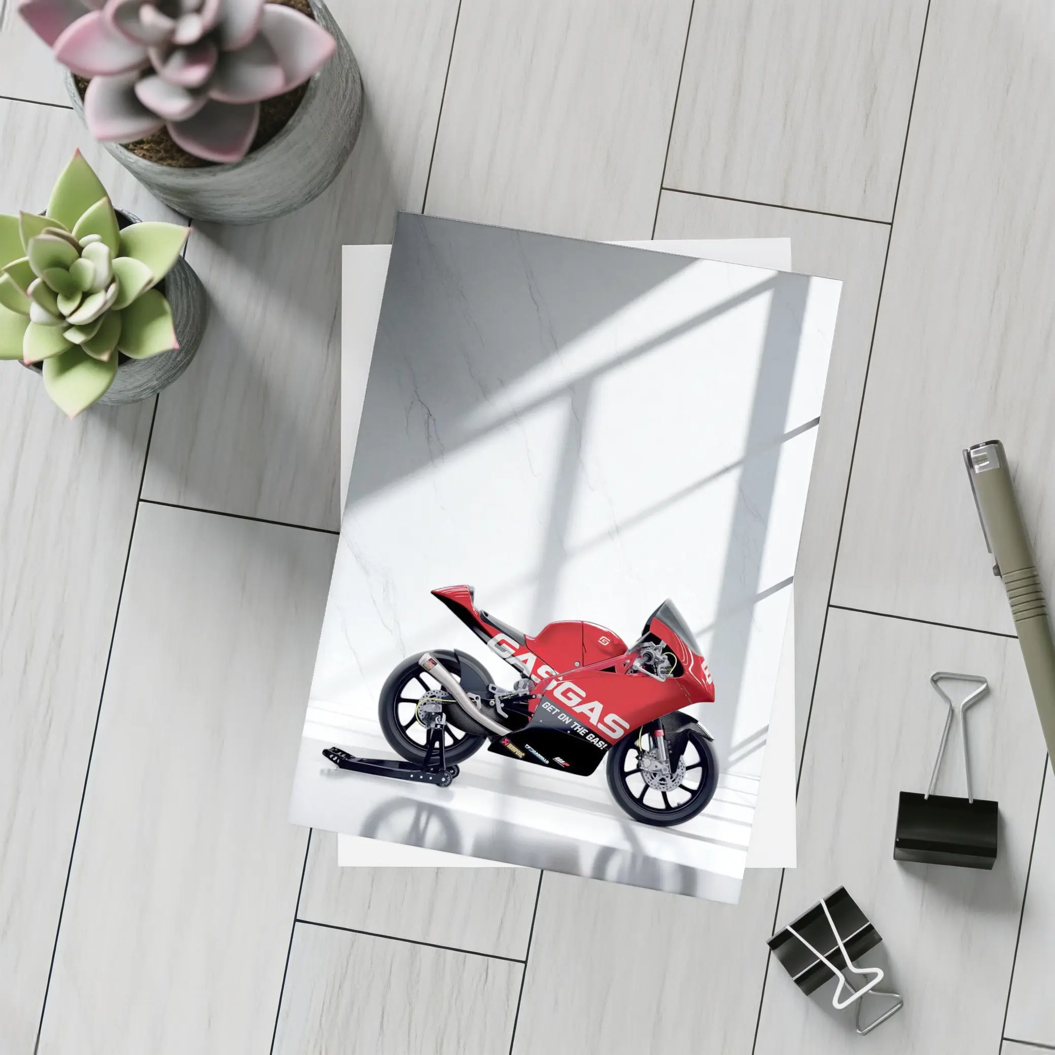 GasGas Red Race Motorcycle White Studio – Postcards
