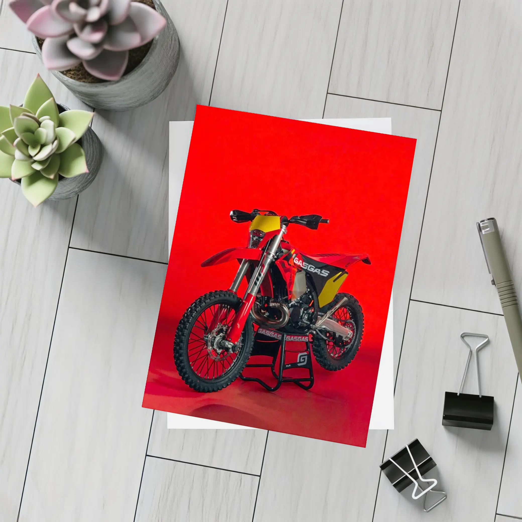 GASGAS Dirt Bike Red Studio Background – Postcards